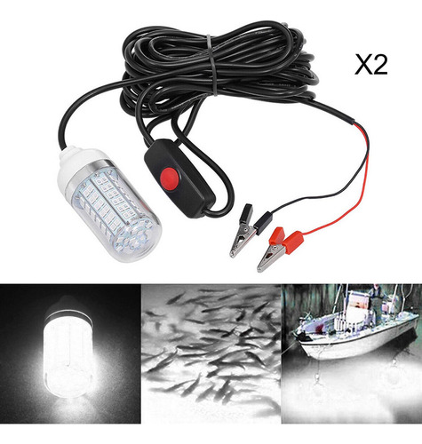 2x La Luz De Pesca Subacuática Llevada 12v Impermeable Ip68