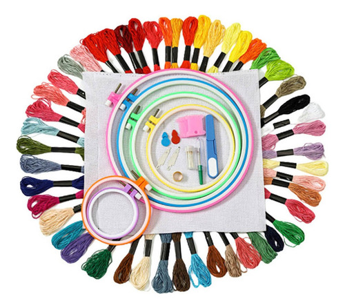 De Herramientas De 6 Aro De Plástico + Hilo De 100 Colores