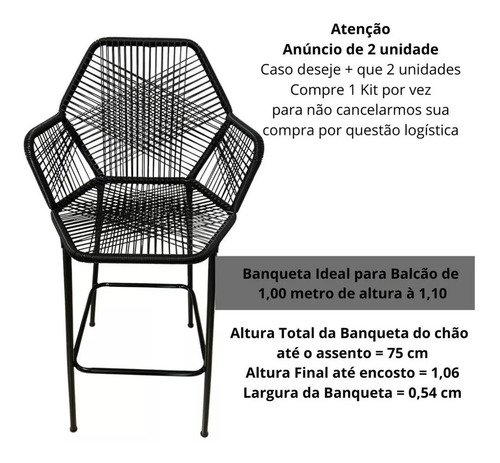 2 Banquetas Tropicália Alta Balcão De 1 Metro A 1,10 Altura