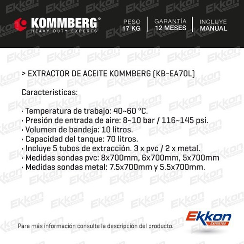 Imagen 2 de 7 de Extractor Recolector Aspirador De Aceite 70 Litros Neumatico