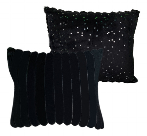 Set 2 Pzs Cojines Decorativos Doble Vista Para Hogar Suaves Negro Rayas