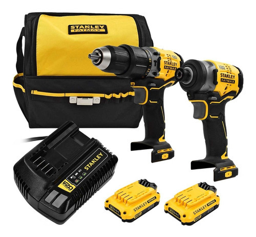 Combo Stanley 20v Brushless Rotomartillo + Llave De Impacto Color Amarillo/Negro