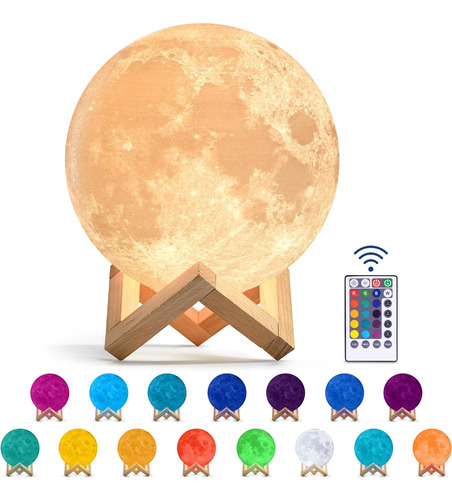 Lámpara De Luna 3d Luz Nocturna Dormitorio De Niños, ...