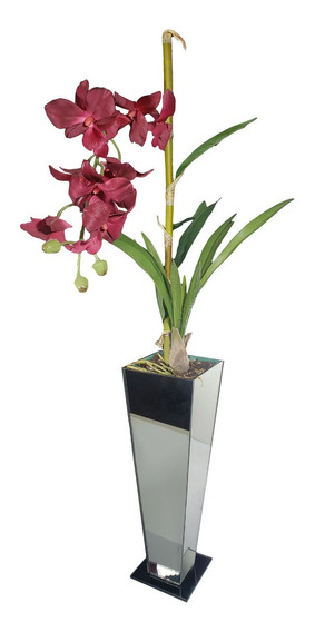 Arranjo Orquídea Denfale Bordô Permanente Vaso De Vidro Fumê | Parcelamento  sem juros
