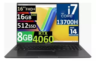 Asus Vivobook 16x Fhd+ Ci7-13700h 16gb 512gb Ssd Rtx4060 8gb