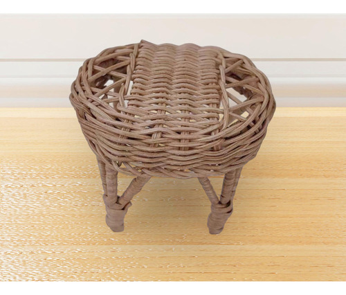 Q Silla De Ratán Para Casa De Muñecas A Escala 7cm X 9cm