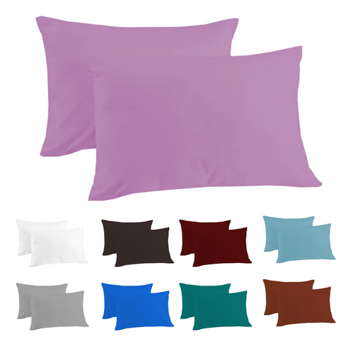 Set 2 Fundas Almohada 1800 Egipician Soft Estandar Colidream Uva Liso