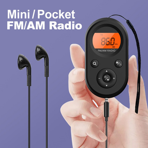 Mini Radio Am/fm Bolsillo Con Pantalla Lcd, Funciona Con
