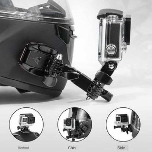 Imagen 5 de 10 de Montura Casco Gopro Soporte Base Cámara Moto Kit Adaptador