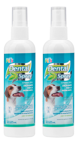 Spray Dental Para Perros, 125 Ml, 2 Pzs = 250 Ml