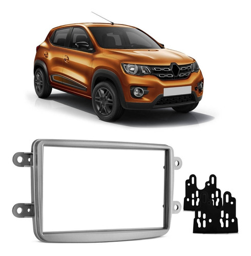 Moldura Painel Renault Sandero Logan Duster Dvd 2 Din Prata