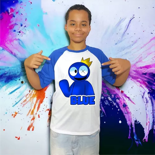 Camiseta Infantil Rainbow Friends Blue Babão Boneco Roblox