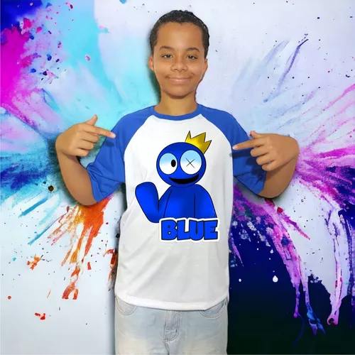 Camiseta Infantil Azul Babão Blues Rainbow Friends Roblox