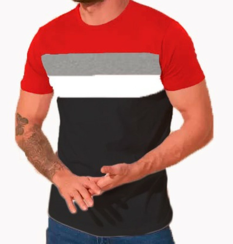 Remera  Hombre Combinado 100% Algodón