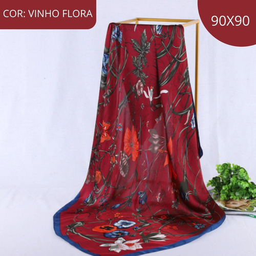Imagem 4 de 4 de Lenço Acetinado 90x90 Versátil Premium Croped Tiara Bandana
