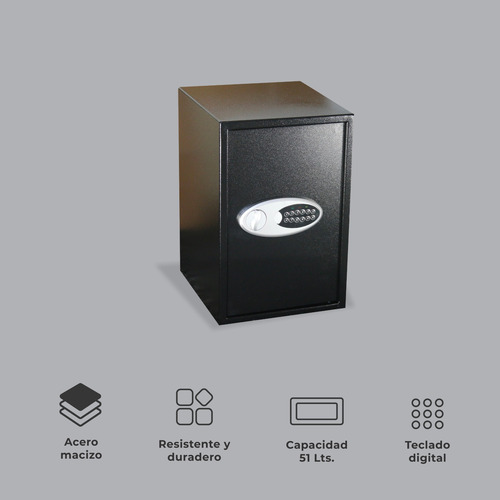 Imagen 3 de 10 de Caja Fuerte Halten Digital Vertical Acero 51 Lts Negra