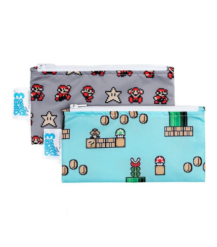 Imagen 2 de 3 de Super Mario Bros Bolsas Chicas Multiusos (gris Y Turquesa)