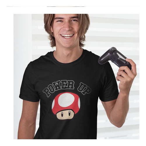 Playera De Hombre Toad Power Up Original Nintendo Mario Bros