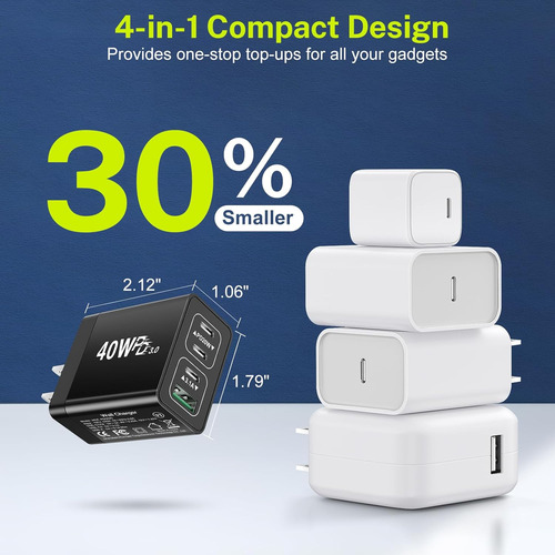 Cargador Usb C Bloque Cargador De Pared Tipo C Multipuert...