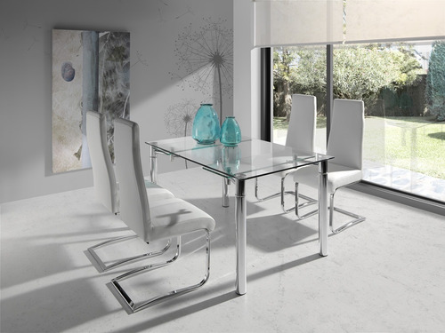 Imagen 5 de 10 de Mesa Vidrio Templado Y Cromo Extensible 1.30 X 0.85 A 1.80