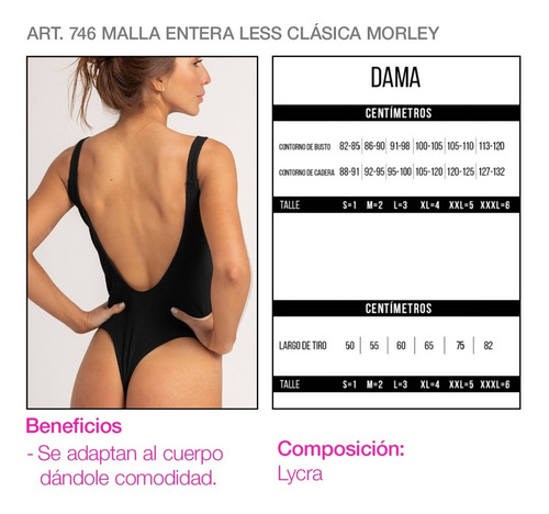 Imagen 3 de 6 de Malla Dolcisima 746 Entera Less Clásica Morley Carey