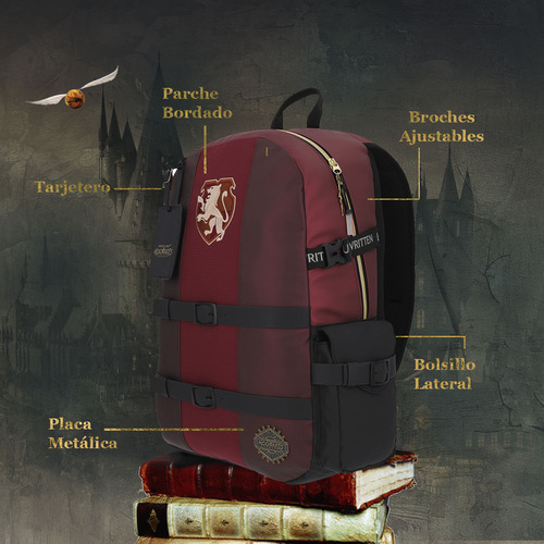 Mochila Hogwarts Legacy Gryffindor Hlg008bp335a Color Rojo Diseño de la tela Liso