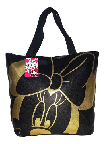 Bolso Minnie Face negro y dorado con licencia de Disney, color negro, diseño de tela de Minnie Mouse