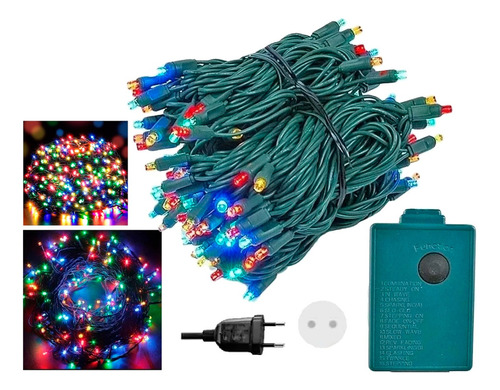 Luces Navidad Multicolor Corriente Guirnalda 10 Mts 100 Led