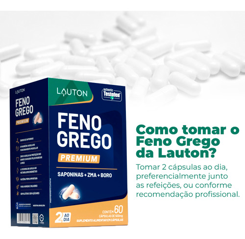 Feno Grego Lauton Com Saponinas Zma + Boro 60 Caps