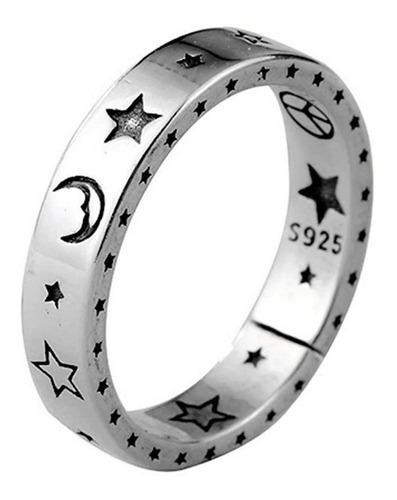 Anillo Vintage Luna Y Estrella Plata 925 Mujer