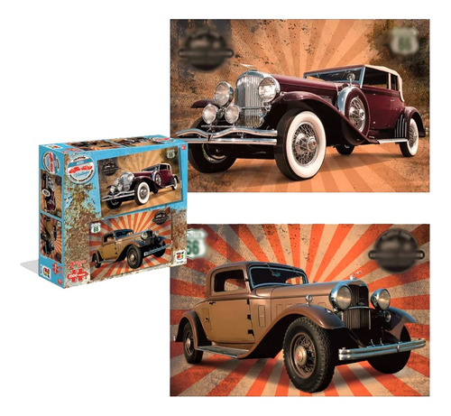 Puzzle Autos Vintage Incluye 2 X 1000 Pcs Variedades - Toyng
