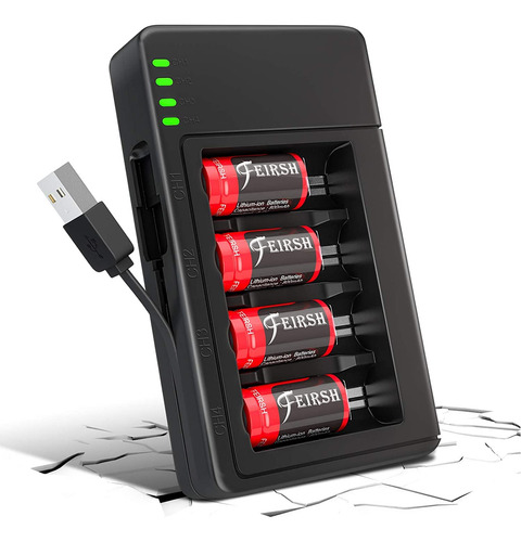 Baterías Litio Cr123a 37v 800mah Con Cargador Camaras Arlo