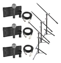 Comprar Combo 3 Microfonos Shure Sm 58 + 3 Soportes + 3 Cables