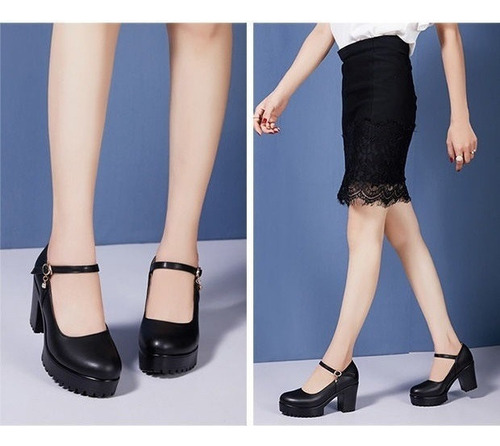 Zapatillas Clase De Dama Y Tacón Grueso Y Cómodo