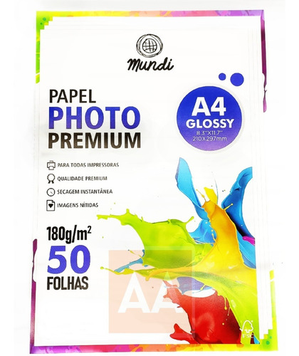 Imagem 1 de 3 de Papel Fotográfico A4 Glossy 180g 50 Fls Resistente A Água