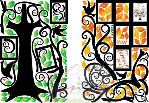 Vinilo Sticker Decor Mural Arte Pared - Arbol Fotos Negro