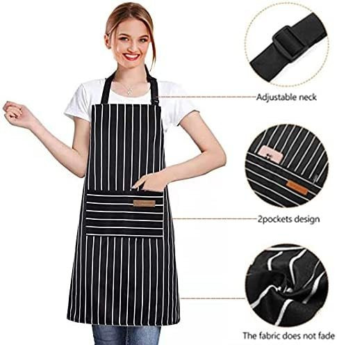 Delantal Con Babero Ajustable Con 2 Bolsillos Para Cocinar,