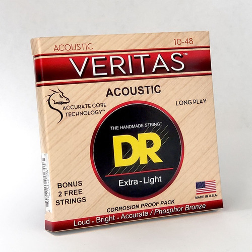 Encordoamento Violão Aço 010 Dr Strings Veritas Vta-10