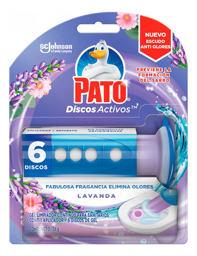 Pastillas Para Baño Pato Discos Activos Aroma Lavanda 38g