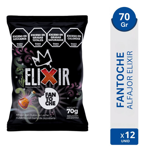 Alfajor Bajonero Fantoche Elixir Dulce De Leche 70g Pack X12