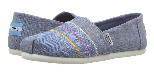 Zapato Alpargata Niña Toms - Blue Global Embroidery Chambray