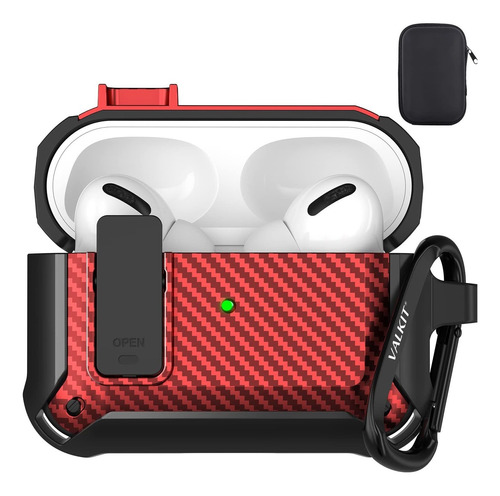 Valkit Funda Compatible Con AirPods Pro Con Clip De Bloqueo,