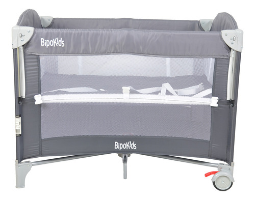 Practicuna Colecho Con Bolso Plegable Bipokids Color Gris Diseño de la tela Liso