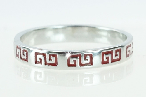 Imagen 2 de 10 de Anillo Romano Regalo Regalo Rojo Mujer Hombre Chapa Plata 2
