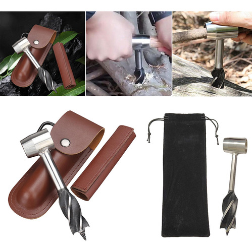 Taladro Manual De 2 Piezas, Broca Bushcraft, Taladro Manual