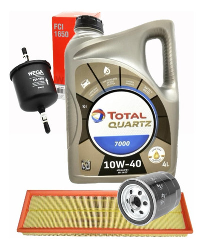 Aceite Total 7000 10w40 + Kit De 3 Filtros Ford Ka Ii 1.6