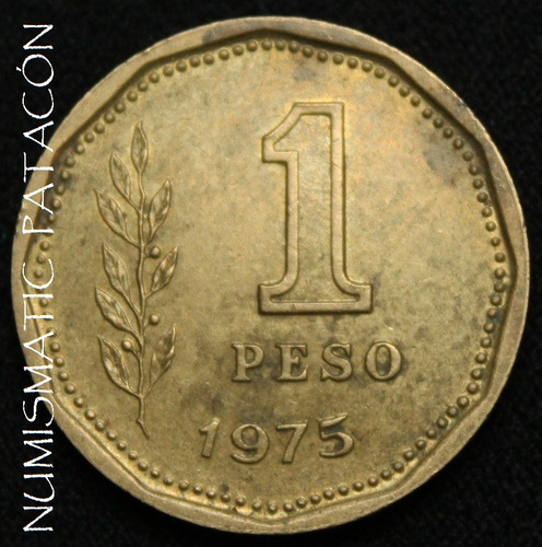 Moneda Argentina 1 Peso 1975 Cj 327.3 - Anv. Grande Rev. Chi