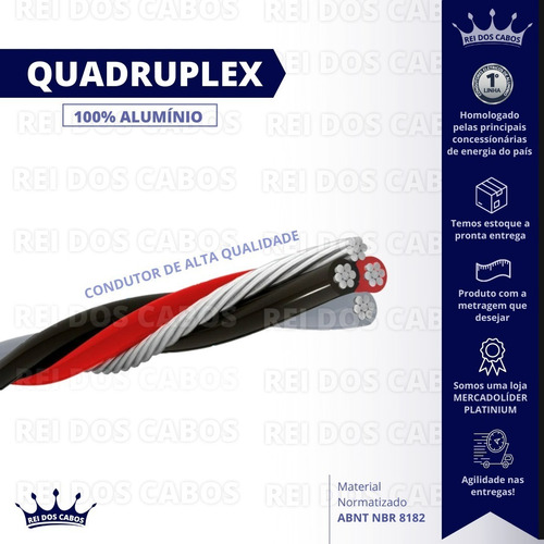 Cabo Quadruplex 95mm 4x95 Aluminio Com 100 Metros