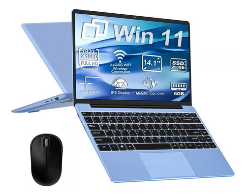 Laptop Aocwei Intel 14'' 6+128gb Ssd 1080p Ratón Inalámbrico