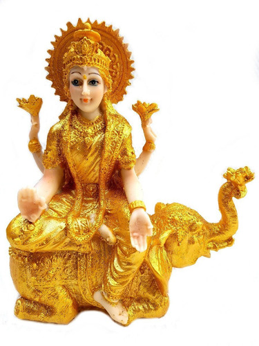 Deusa Lakshmi Hindu Elefante Decoração Resina Importado